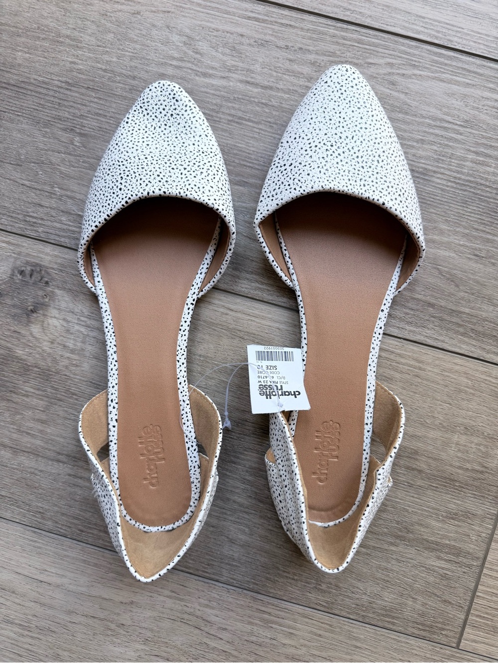 Charlotte Russe White Speckled Pointed D'Orsay Flats